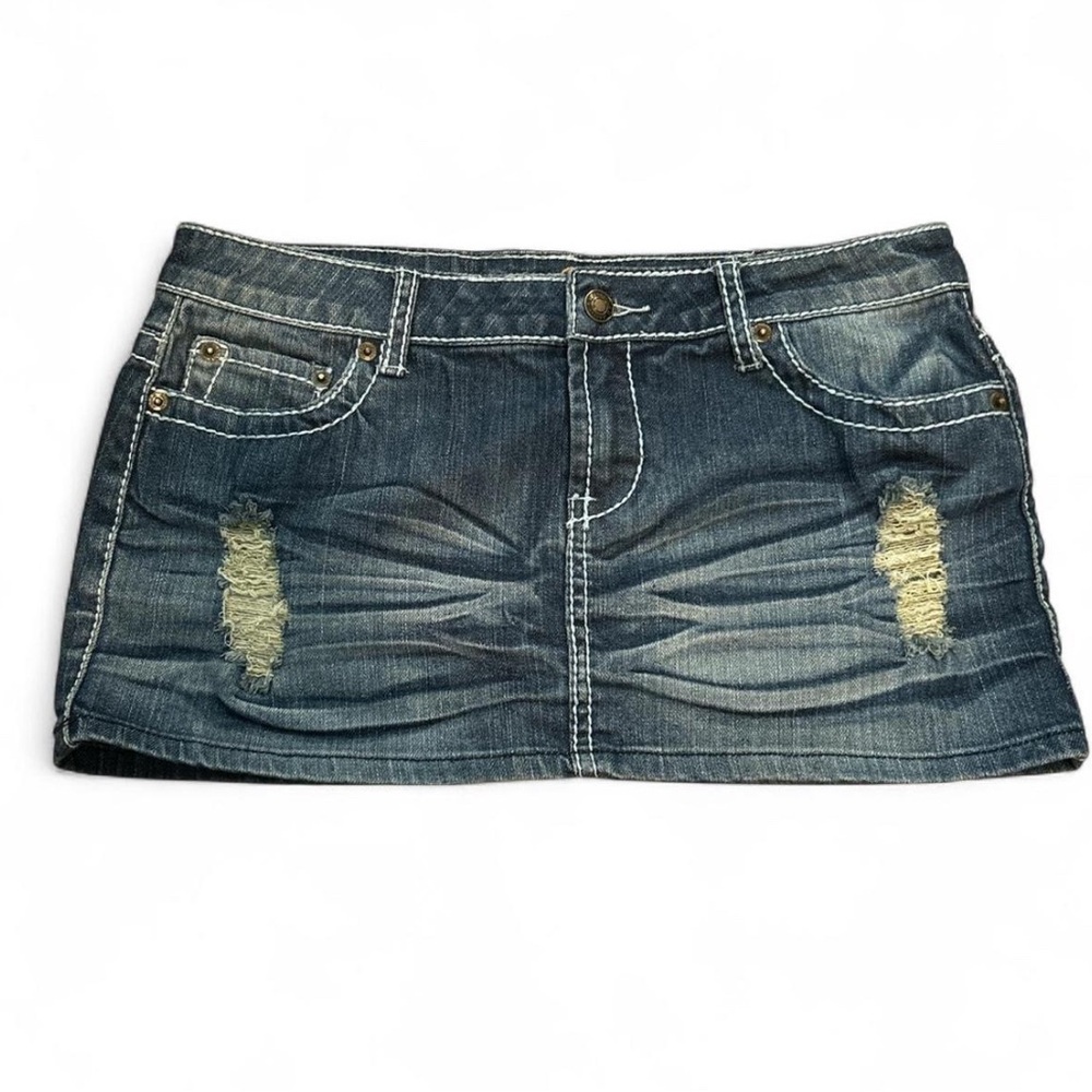 Rue21 Distressed Blue Denim Mini Skirt